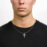 Sterling Silver Cross Christian Pendant Necklace for Men