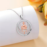 Sterling Silver Mother Daughter Pendant Necklace Engraved with Love You