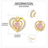 14K Yellow Gold Rose Heart Pendant Necklace