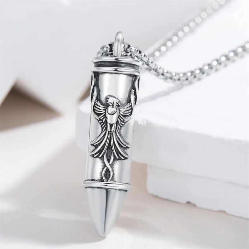 Sterling Silver Phoenix Skull  Scorpion Wolf Bullet Urn Necklace for Ashes