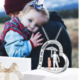 Sterling Silver Heart Father Daughter Pendant Necklace for Daughter
