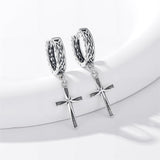 Sterling Silver Celtic Cross Hoop Dangle Earrings