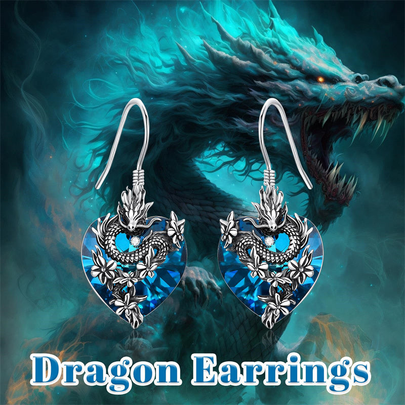 Sterling Silver Dragon Dangle Earrings