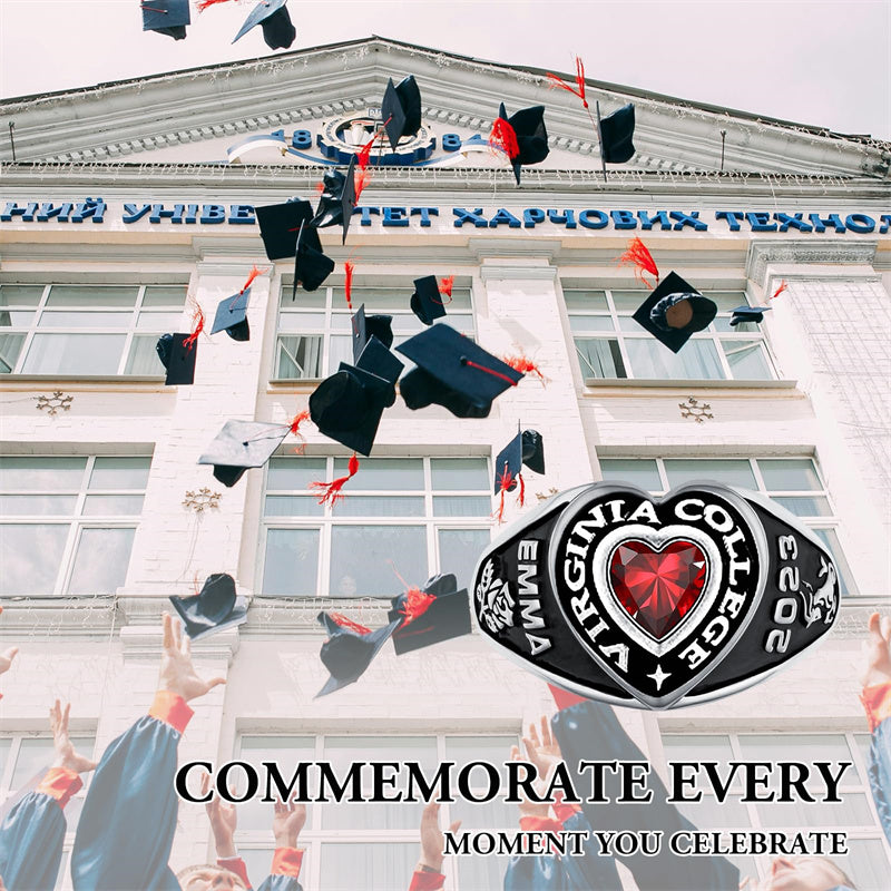 Sterling Silver Personalized Birthstone Class Ring for Women