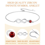 Sterling Silver Endless Love Symbol Birthstone Single Layer Anklet
