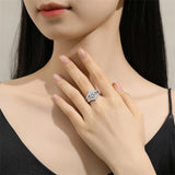 Sterling Silver Moissanite Wedding Ring Set