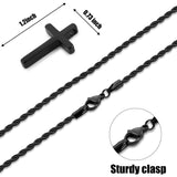 Sterling Silver Cross Pendant Necklace with Stainless Steel 2.0mm Rope Chain