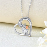 Sterling Silver Heart Highland Cow Pendant Necklace