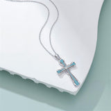 Sterling Silver Turquoise Cross Bear Claw Cowboy Boot Pendant Necklace