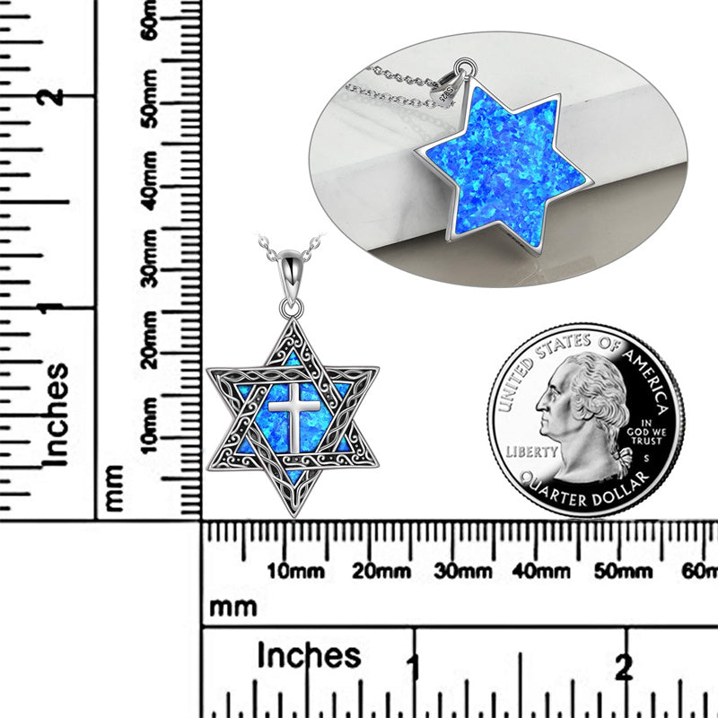 Sterling Silver Star of David Cross Peace Sign Tree of Life Star Pendant Necklace