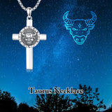 Sterling Silver 12 Constellation Cross Pendant Necklace