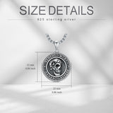 Sterling Silver Memento Mori Gothic Skull Amulet Pendant Necklace for Men