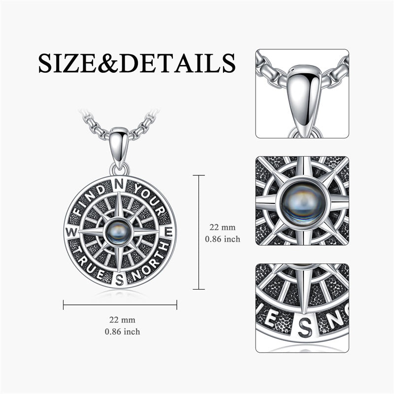 Sterling Silver Compass Pendant Necklace Graduation Jewelry Gift