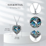 Sterling Silver Abalone Shell Heart Hummingbird Urn Locket Necklace for Ashes Custom Photo Necklace