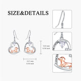 Sterling Silver Birthstone Dachshund Dangle Earrings