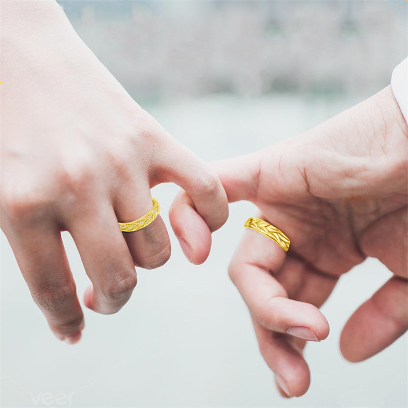 Sterling Silver 10K 14K 18K Gold Personalized Engraved Diamond Couples Rings Wedding Band Sets