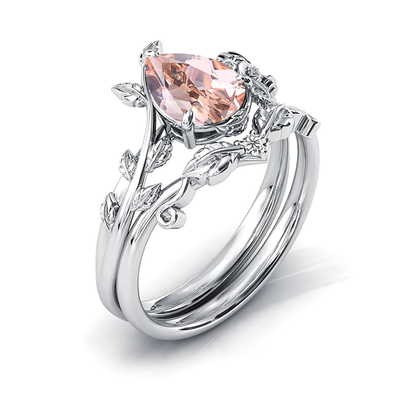 Sterling Silver 10K 14K 18K Gold 1ct Pear Shaped Gemstone Gemstone Engagement Ring Wedding Ring Sets