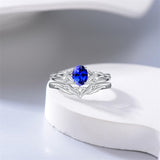 Sterling Silver 10K 14K 18K Gold  Oval Cut Unique Vine Gemstone Wedding Ring Set