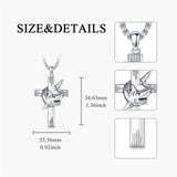 Sterling Silver Shark Fish Hook Triple Moon Cross Pendant Necklace