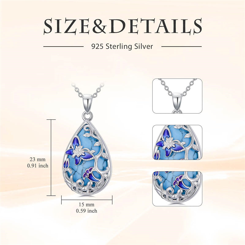 Sterling Silver Turquoise Butterfly Dragonfly Bee Hummingbird Ladybug Pendant Necklace