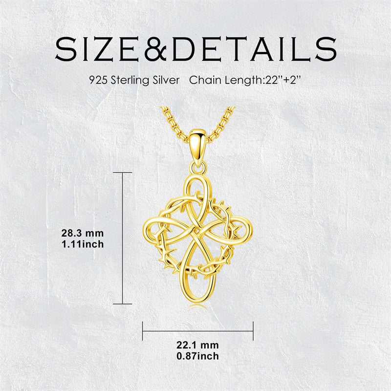 Sterling Silver Nial Cross David Pendant Necklace