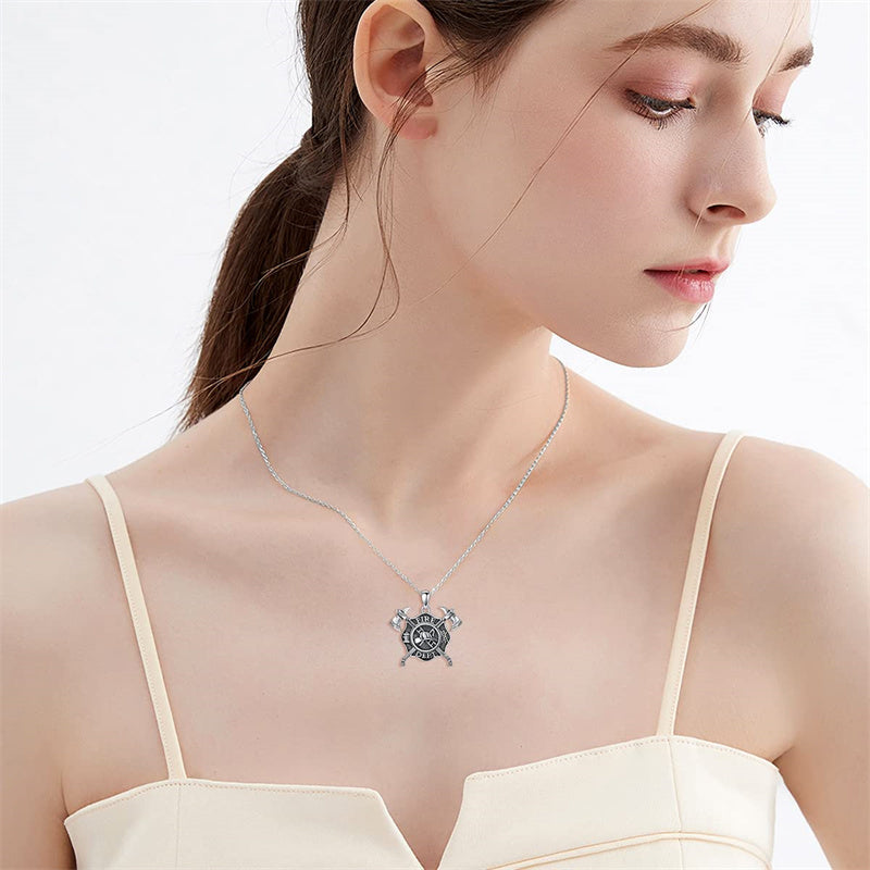 Sterling Silver Firefighter Pendant Necklace