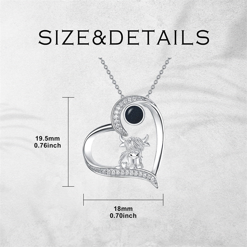 Sterling Silver Highland Cow Pendant Necklace