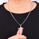 Sterling Silver Cross Pendant Necklace with 3.0mm Stainless Steel Cuban Chain