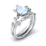Sterling Silver 10K 14K 18K Gold 1ct Pear Shaped Gemstone Gemstone Engagement Ring Wedding Ring Sets