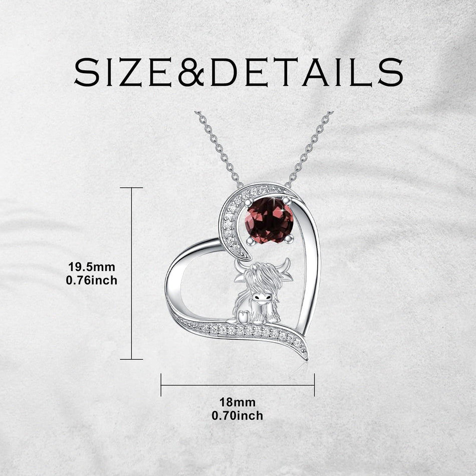 Sterling Silver Highland Cow Pendant Necklace