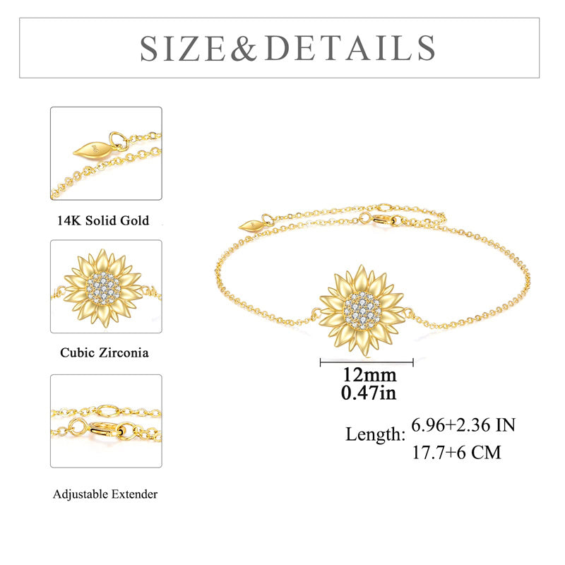 14k Yellow Gold Sunflower Bracelet