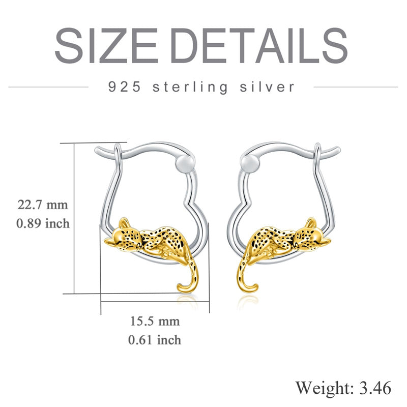 Sterling Silver Fox Frog Leopard Peacock Puppy Animal Hug Hoop Earrings