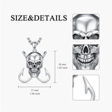 Sterling Silver Antler Fish Hook Pendant Necklace for Men