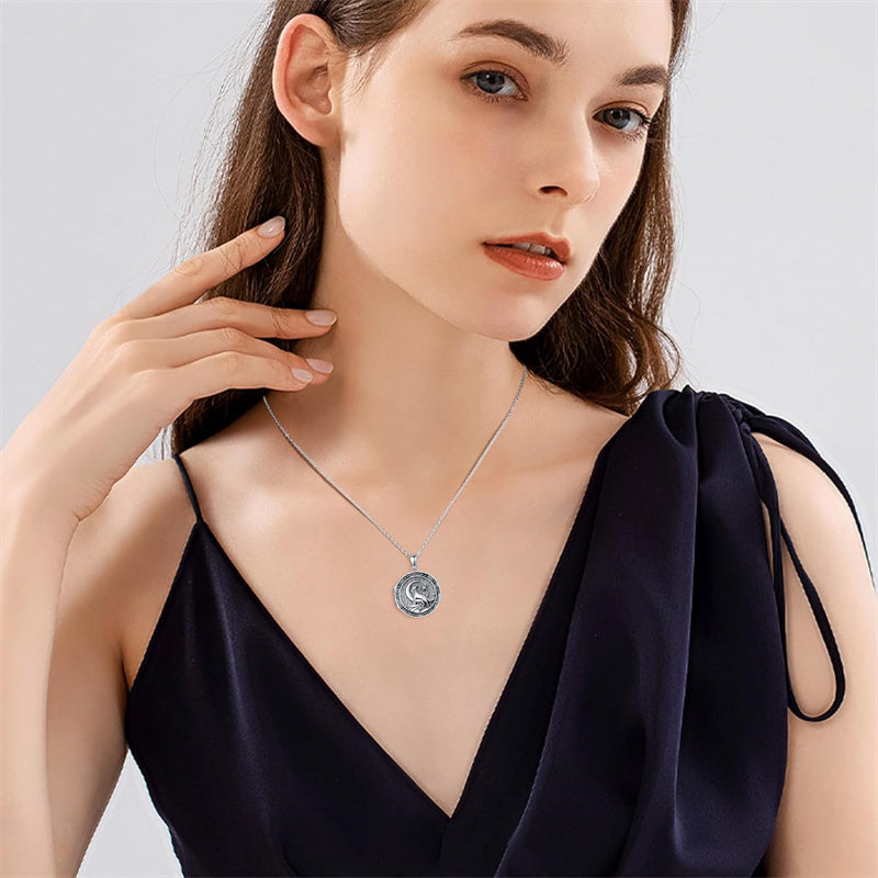 Sterling Silver Wolf Photo Locket Necklace