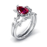 Sterling Silver 10K 14K 18K Gold 1ct Pear Shaped Gemstone Gemstone Engagement Ring Wedding Ring Sets