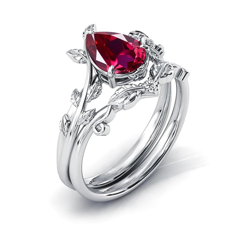 Sterling Silver 10K 14K 18K Gold 1ct Pear Shaped Gemstone Gemstone Engagement Ring Wedding Ring Sets