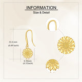 14K Yellow Gold Sunflower Dangle Earrings
