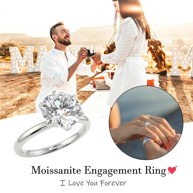 2ct 10K/14K/18K Gold Round Pear Oval Princess Cut Moissanite Engagement Ring