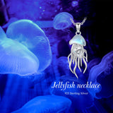 Sterling Silver Moonstone Jellyfish Pendant Necklace for Women