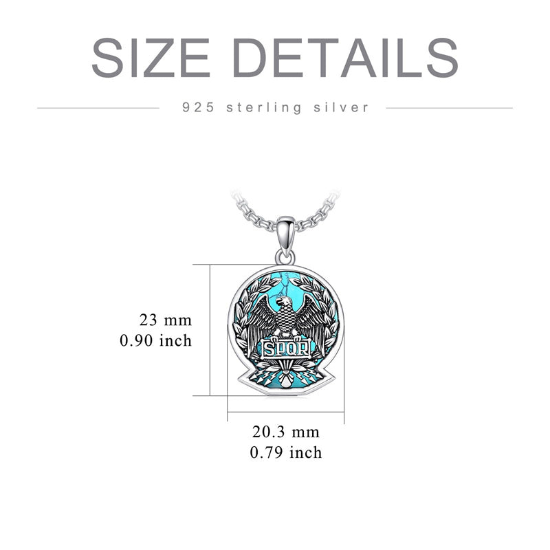 Sterling Silver Eagle SPQR Pendant Necklace for Men
