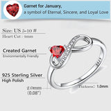 Sterling Silver Birthstone Heart Infinity Promise Ring