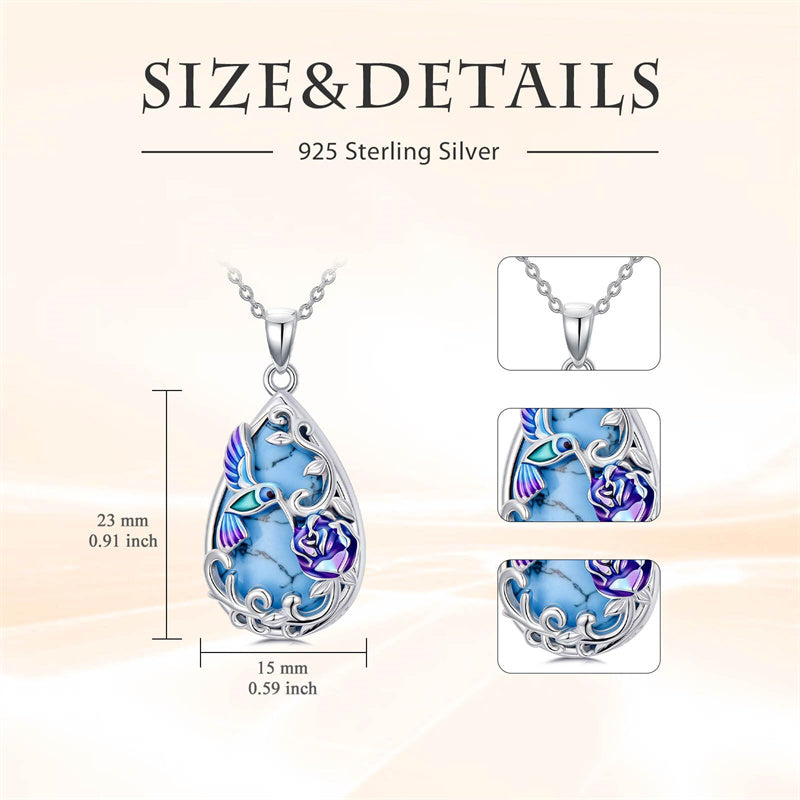 Sterling Silver Turquoise Butterfly Dragonfly Bee Hummingbird Ladybug Pendant Necklace