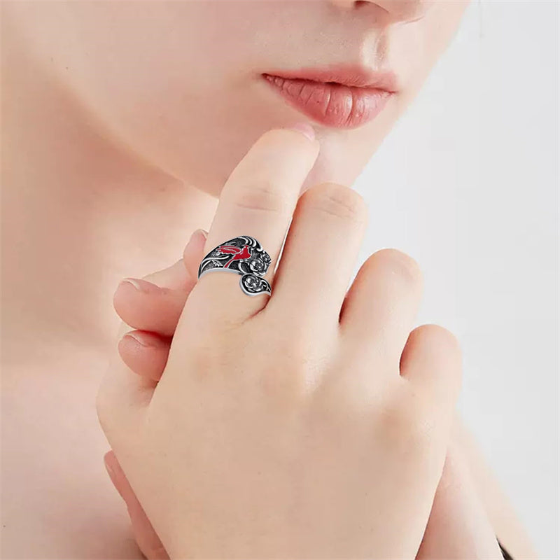 Sterling Silver Hummingbird Butterfly Bee Red Cardinal Pink Flamingo Adjustable Spoon Ring