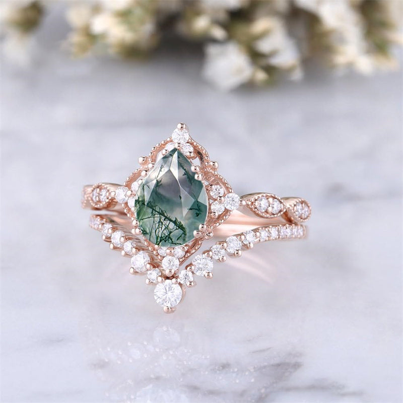 Sterling Silver 10K 14K 18K Gold Pear Shaped Gemstone Engagement Ring