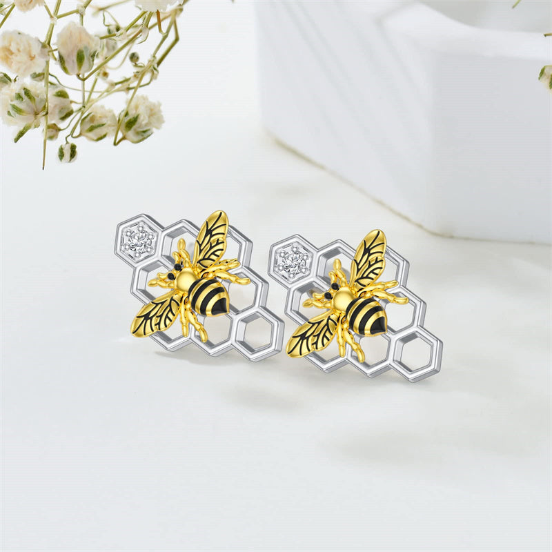 Sterling Silver Bee Stud Earrings