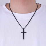 Sterling Silver Cross Pendant Necklace with 3.0mm Stainless Steel Cuban Chain