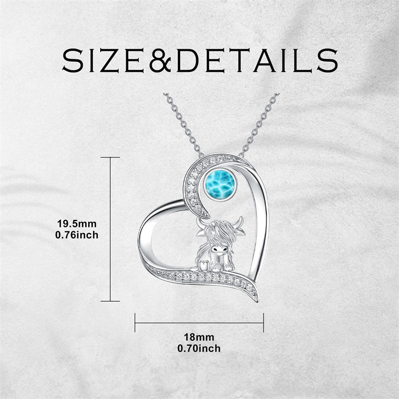 Sterling Silver Highland Cow Pendant Necklace
