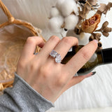 Sterling Silver Cubic Zirconia 3ct  Double Stone Ring Emerald/Princess & Pear Engagement Ring Wedding Ring