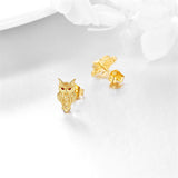 14k Gold Owl Stud Earrings