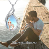 Sterling Silver Moonstone Father-Daughter Pendant Necklace Engraved with I Love You Forever